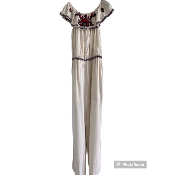 RAGA Jumpsuit Off White With embroidered Design Sz L - Picture 2 of 11